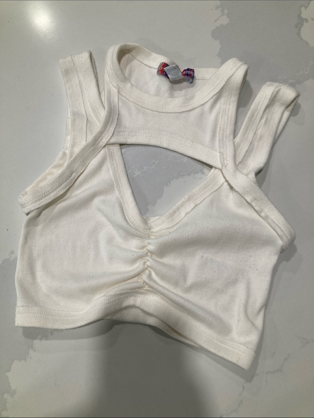 Urban Outfitters White Cutout Ruched Crop Tank